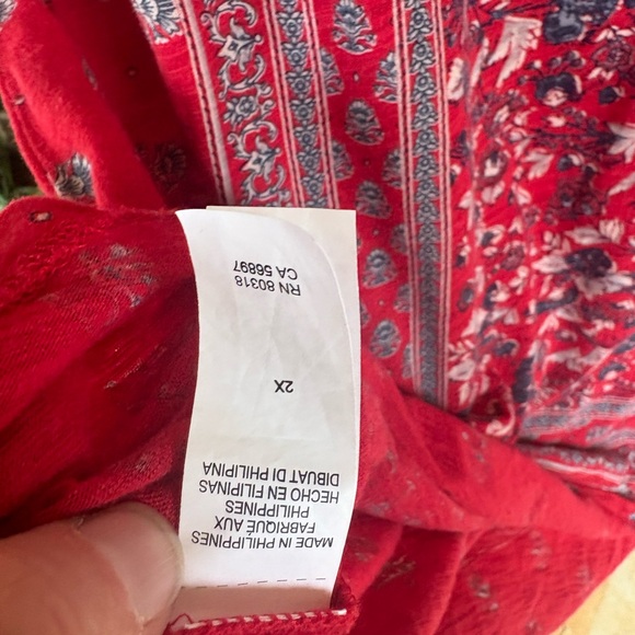 Lucky Brand Red Patterned Women's Blouse - Picture 5 of 5